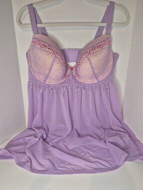 Lavender Lace-Trim Babydoll Chemise - Women Intimates